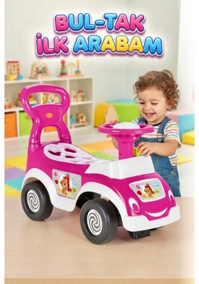 Bul-tak İlk Arabam - Çocuk İlk Adım Ve Bultak Oyuncak Eğitici 52 Cm Aktivite Arabası Pembe