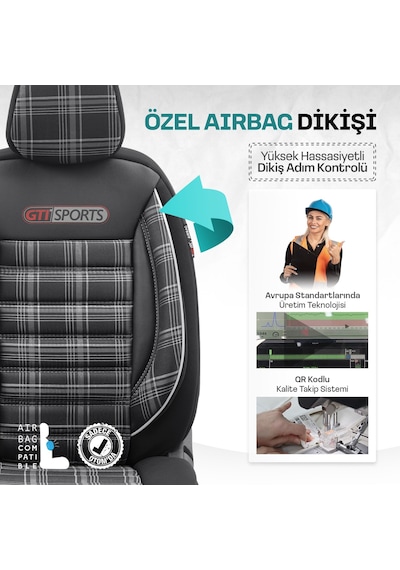 Otom Gti Sports Design Ekstra Destekli Oto Koltuk Kılıfı 553166328