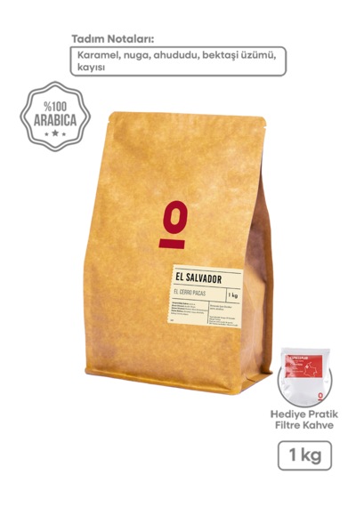 El Salvador El Cerro Pacas Single Origin Çekirdek Kahve 1 Kg Karamel & Ahududu Notlu