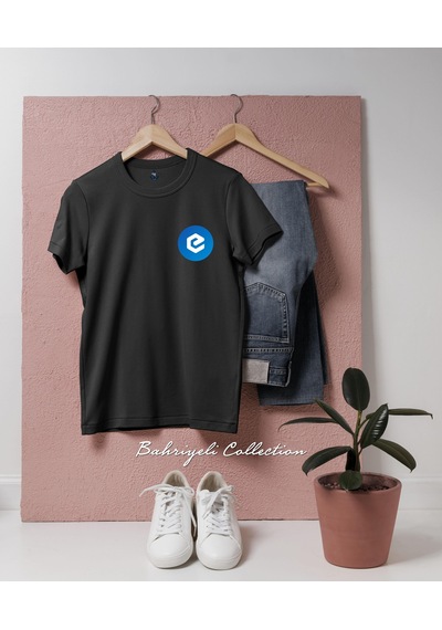 Oversize Ecash Xec Coin Cep Tasarımlı Unisex T-shirt Siyah