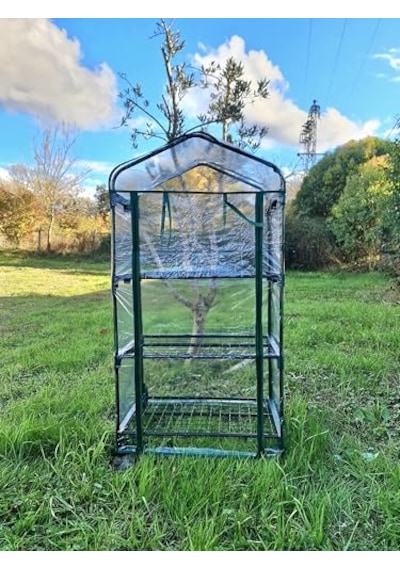 16030 3 Katlı Tekerlekli Portatif Şeffaf Bahçe Serası - 69cm X 49cm X 127cm