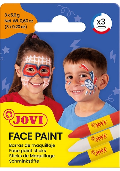 Jovı 175ad Yüz Boyası Stik Kalem 5,6gr Beyaz-kırmızı-mavi - 3'lü Renksiz