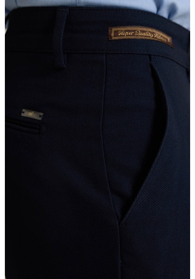 Erkek Lacivert Regular Fit Yan Cepli Kışlık Kanvas Pantolon