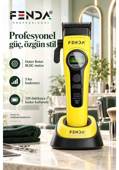 Fenda Profesyonel Saç Kesme Tıraş Makinesi Sarı Fnsacks0014