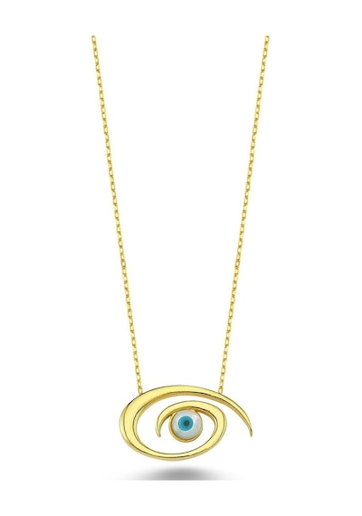 Oval Model Zirkon Taşlı Göz Kolye (498188702)