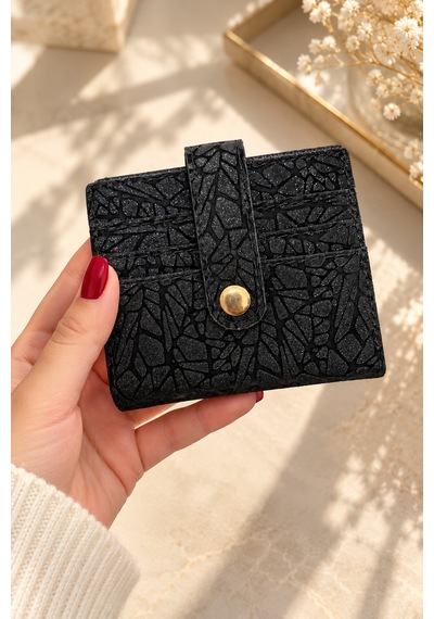 Elpida Bags Kadın Parıltılı Simli Çok Bölmeli Çıtçıtlı Kartlık & Cüzdan