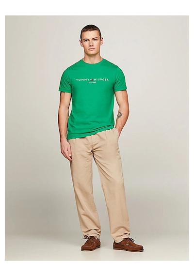Tommy Hilfiger Sıfır Yaka Erkek T-shirt Yeşil