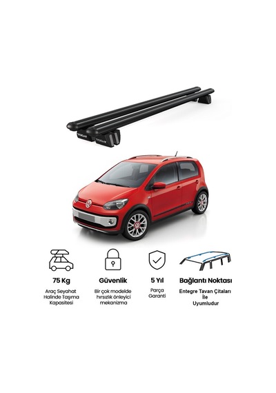 Pençe Volkswagen Up Cross 2013 Ve Sonrası Uyumlu Siyah Ara Atkı Port Bagaj Tavan Barı
