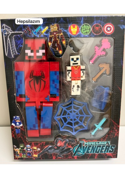Oyuncak Minecraft Avengers Spiderman Figür Seti Aksesuarlı Minecraft