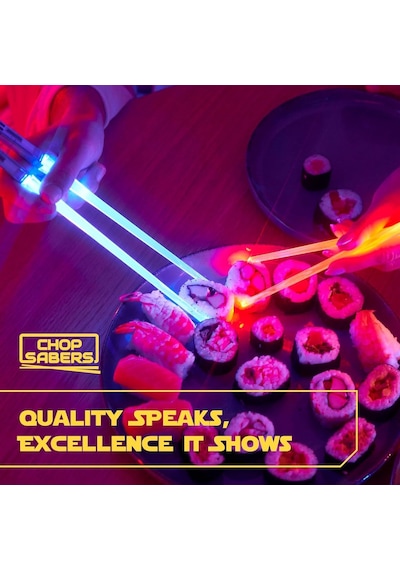 Lexroo 8 Parça Led Işıklı Chopstik Işık Kılıcı Yemek Çubukları Star Wars Tema Çöpstik Çok Renkli
