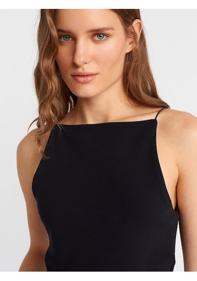 Dilvin 21020 Halter Yaka Top-siyah Siyah