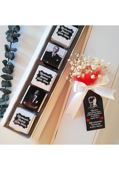 Atatürk Resimli Öğretmenler Günü Hediye Madlen Çikolata 18'li