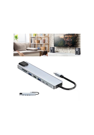 Usb Hub 3.0 Usb C 8 Rj45 Ethernet Net Port Desteği Hdmı Uyumlu 4k Pd İle Ev Ofisi İçin