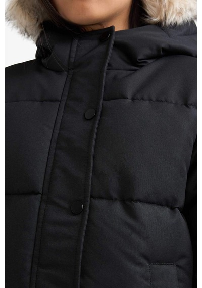 Defacto Kız Çocuk Kapüşonlu Fermuarlı Parka C8755a825aubk27 Siyah-bk27