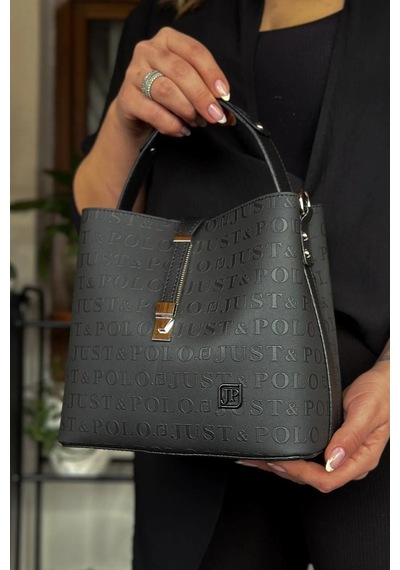 Just Polo Kadın Orijinal Just Polo Siyah 3 Gözlü Su Geçirmez Çapraz Ve Omuz Çantası 22 X 20 Cm Siyah