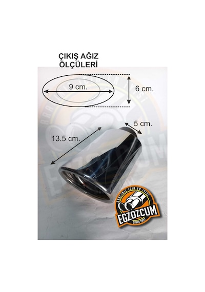 51 Mm Tekli Krom Oval Uzun Yassı Kesik Dolu Sessiz Egzoz Ucu Eksoz 1 Adet--egzozcum