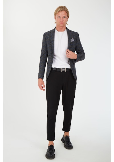 Sposo 5135 Dar Kalıp Kareli Füme Erkek Blazer Ceket Füme