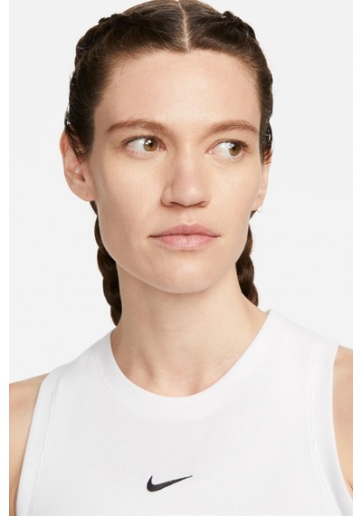 Nike Sportswear Essential Rib Cropped Women's Tight Fit Tank Top Kadın Dar Kesim Crop Atlet Beyaz