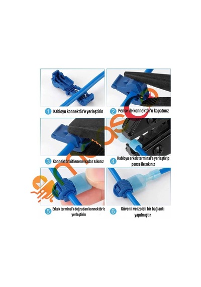 5 Takım T-soketli Kablo Kesmeden Elektrik Alma Seti 0,5-1,5 mm2