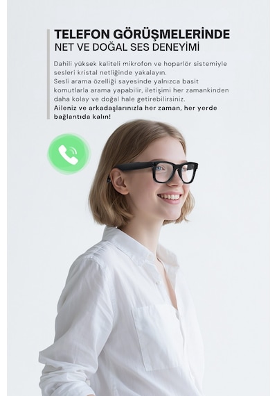 Akıllı Gözlük Yapay Zeka Aı , Kamera, Bluetooth, Müzik, Ipx5