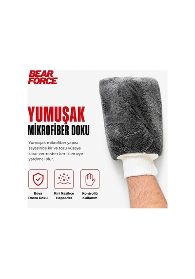 Robeve Bear Force Premium Mikrofiber Araç Yıkama Eldiveni Yoğun Köpük Taşıma Özellikli, Yumuşak Mikrofiber Dokulu, Boya Dostu Ve Çiziksiz Güvenli Temizlik Için Profesyonel Oto Yıkama Eldiveni
