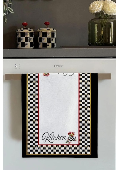 Beyaz Damalı Fırın Mutfak Havlusu 30x50cm Açık Bej