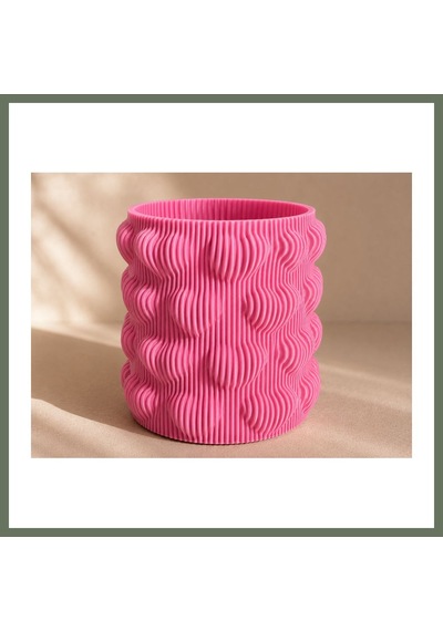 Bezos 3d Baskı Kalpli Dekoratif Vazo - Modern Çiçeklik Ve Masaüstü Süsü-pembe Bezos1