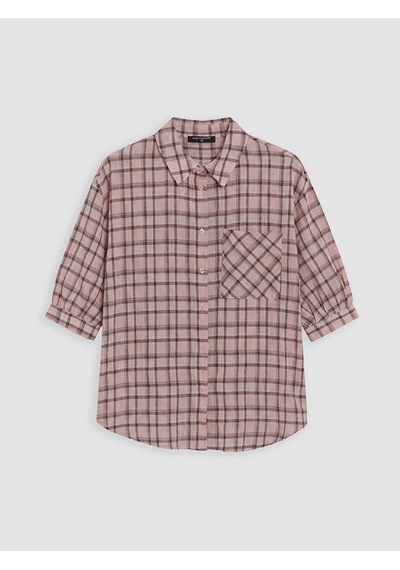 Lcw Comfort Pembe Ekose Cepli Kadın Gömlek