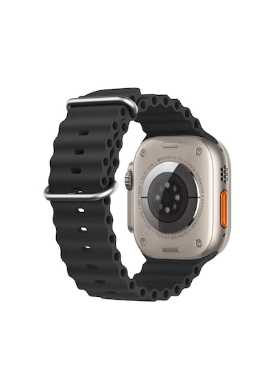 Microsonic Apple Uyumlu  Watch Series 7 41mm Kordon Ocean Band Siyah