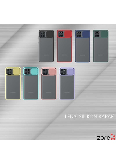 Ekılıf - Samsung Galaxy A81 Note 10 Lite Uyumlu Kılıf Slayt Sürgülü Arkası Buzlu Lensi Kapak - Siyah