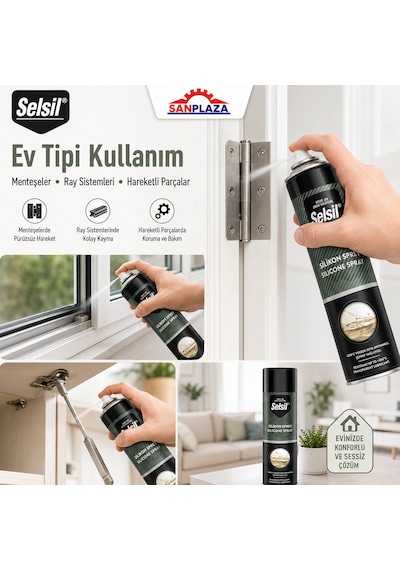 Selsil Silikon Sprey 500 Ml Şeffaf Yağlayıcı Su İtici Ve Ses Önleyici Bakım Spreyi 5 Adet