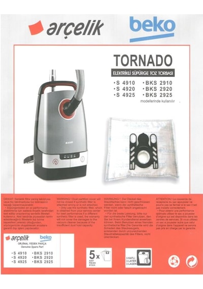 Arçelik Uyumlu Tornado Süpürge Toz Torbası