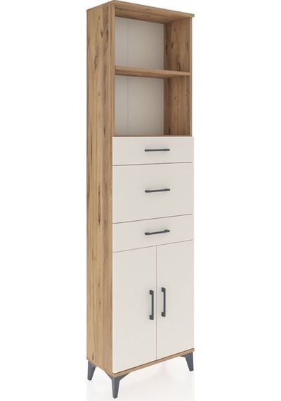 Arges Dolap 3 Raflı 3 Çekmeceli 2 Kapaklı 60x30x221 Çam-aytaşı Atlas Çam