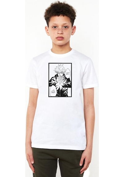 Tshirthane Jujutsu Kaisen Anime Satoru Gojo Lets Get A Little Crazy Beyaz Çocuk Bisikletyaka Tshirt 001