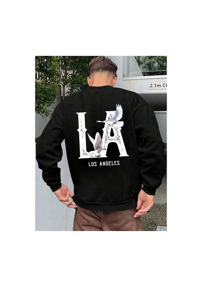 Tarzsokak Manfinity Emrg Letter Graphic Sweatshirt Siyah