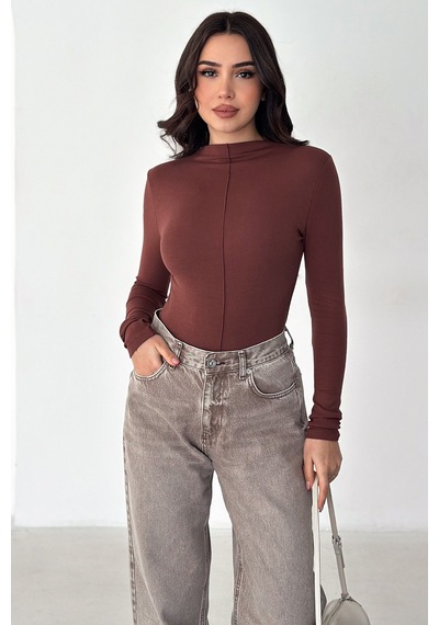 Noa & Noa Kadın Dikiş Detaylı Fit Bluz White Line bordo
