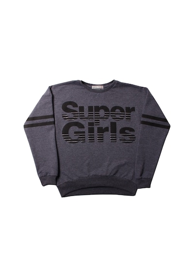 Toontoy Kız Çocuk Sweatshirt Super Girls Baskı Ve Taş Antrasit