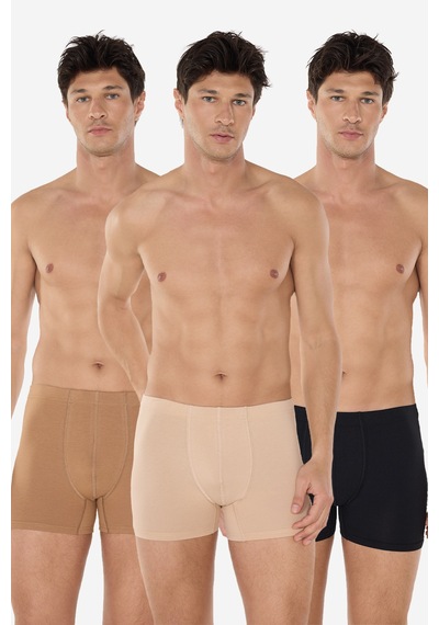 Malabadi Erkek Görünmez Boxer Siyah Cappuccino Ten Rengi 3'lü Paket Likralı Modal Iç Göstermeyen Boxer Mb58 Siyah-cappuccino-ten