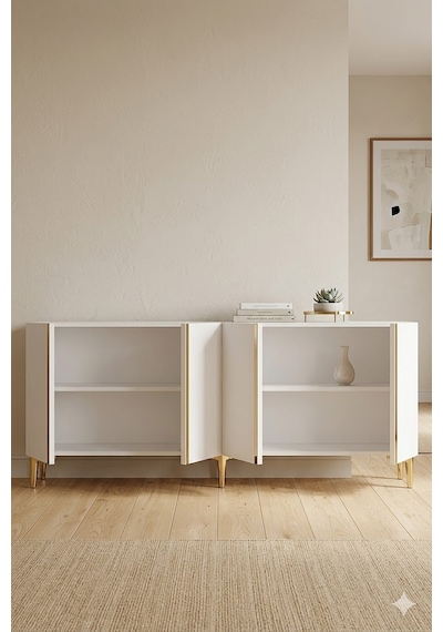 Ka1898bg Anka Konsol Ve Tv Sehpası Beyaz-gold 180cm