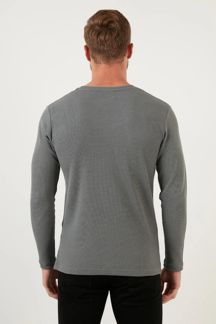 Buratti Pamuklu Bisiklet Yaka Slim Fit Basic Erkek Sweat 5905073S2 Siyah-Açık Haki