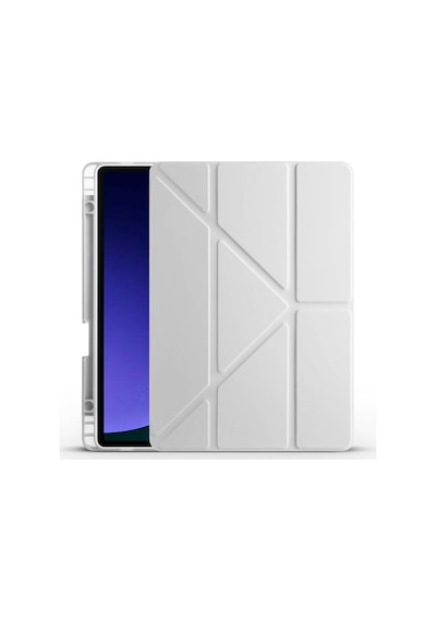 Ardemix Galaxy Tab S9 Fe Kılıf Uyumlu Tri Folding Kalem Bölmeli Standlı Kılıf-gri Tablet Kılıfı