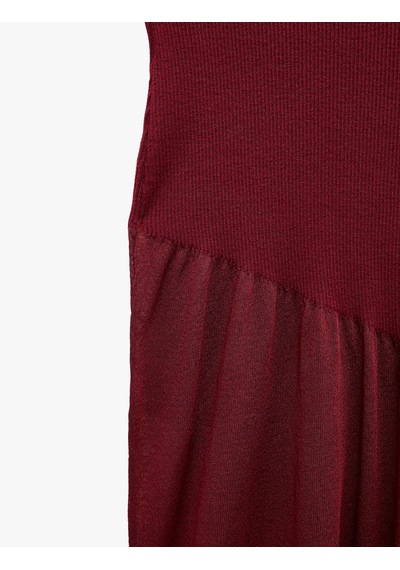 Koton Slim Fit Tül Detaylı Viskon Kolsuz Bisiklet Yaka Uzun Triko Elbise Bordo 7wal80004ht Koton Slim Fit Tül Detaylı Viskon Kolsuz Bisiklet Yaka Uzun Triko Elbise Bordo 7wal80004ht