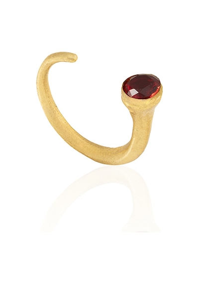 Kadir Jewellery 22 Ayar Altın Kaplama Zirkon Taşlı Ayarlanabilir Kadın Minimal Yüzük Kırmızı