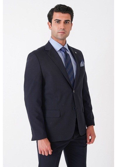 Efor Slim Fit Esnek %97 Yünlü Düz Lacivert Takım Elbise Tk 957