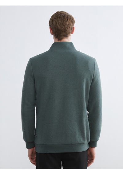LC Waikiki Lc Waıkıkı Yeşil Fermuarlı Dik Yaka Erkek Sweatshirt