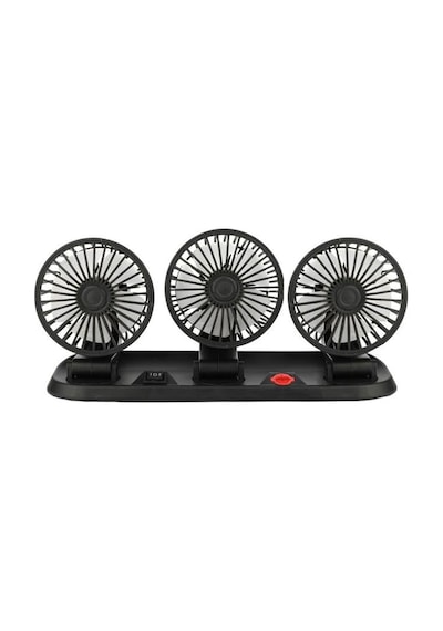 Powermaster Üç Başlıklı Araç Fanı Oto Fan Vantilatör 12 Volt Dc Usb Girişli Masaüstü 2 Li Plastik Ev-ofis-araç Fanı