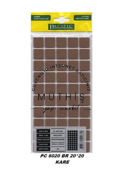 Pacific Yapışkanlı Keçe 20 X 20 Mm Kahverengi -