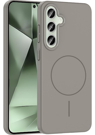 Galaxy S24 Plus Uyumlu Uyumlu Kılıf Magsafe Şarj Özellikli Zore Ruby Silikon Kapak - Gri Gri