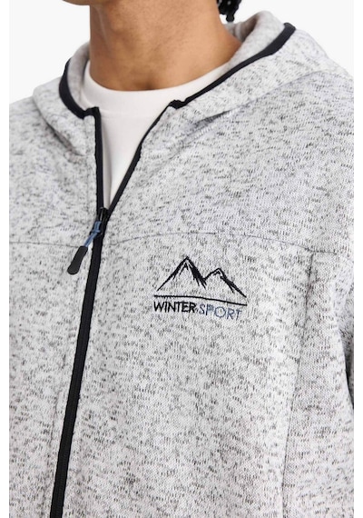 Defacto Defactofit Standart Fit Kapüşonlu İçi Yumuşak Tüylü Fermuarli Polar Hırka F3811ax25wngr362 Gri-gr362