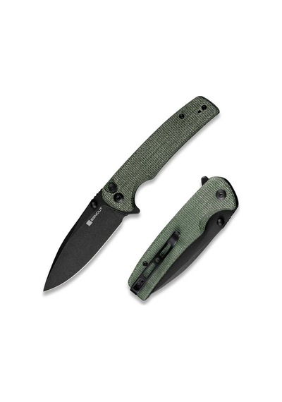 Sencut Sachse Flipper & Button Lock & Thumb Stud Knife Micarta Handle Çakı Yeşil